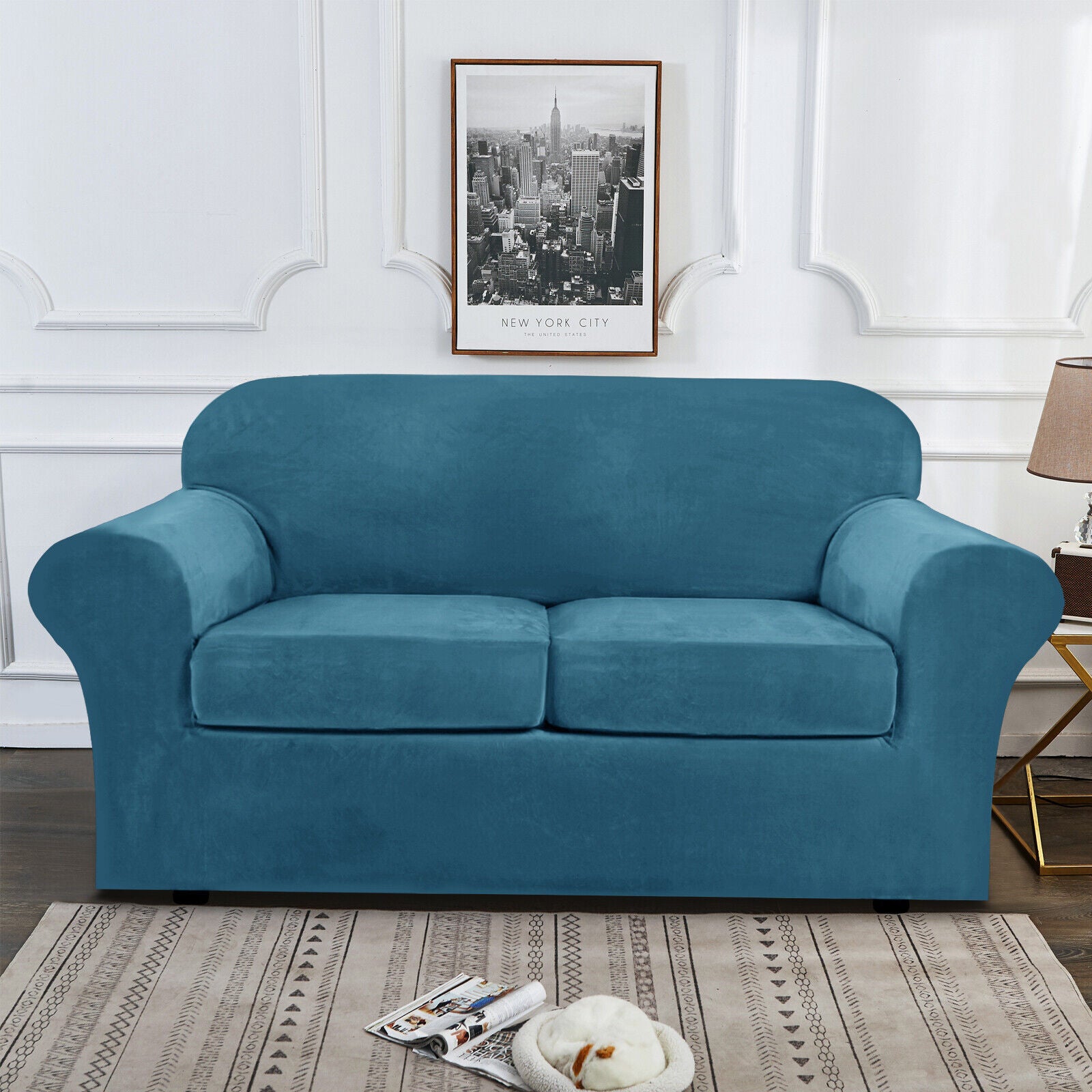 Stretch Velvet Sofa Covers Couch Chair Slipcover Protector with Cushion Cover