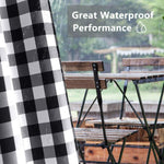 Black and White Buffalo Plaid Blackout Outdoor Curtains Set for Patio Waterproof with Series of Pillowcases & Tablecloth