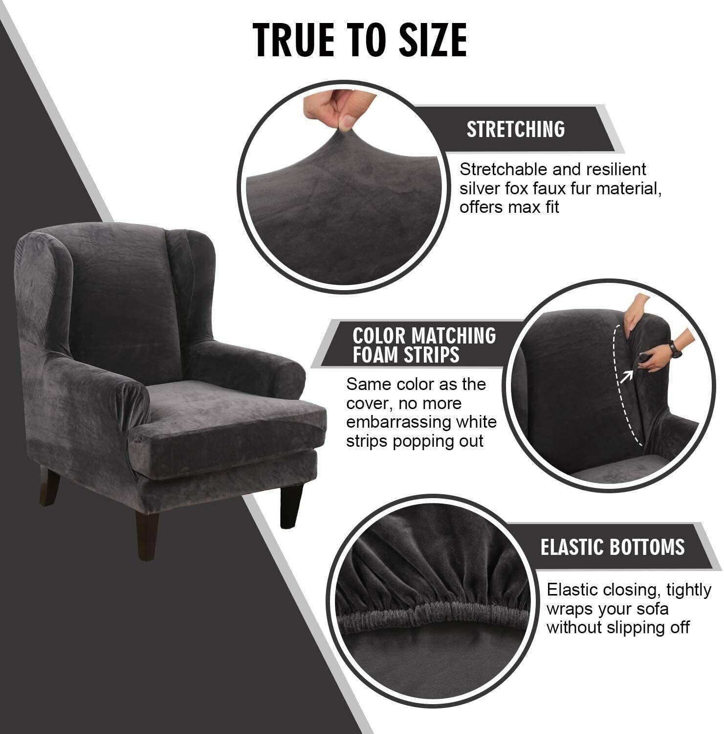 Wingback Chair Cover Stretch Armchair Sofa Slipcover Wing Chair Covers