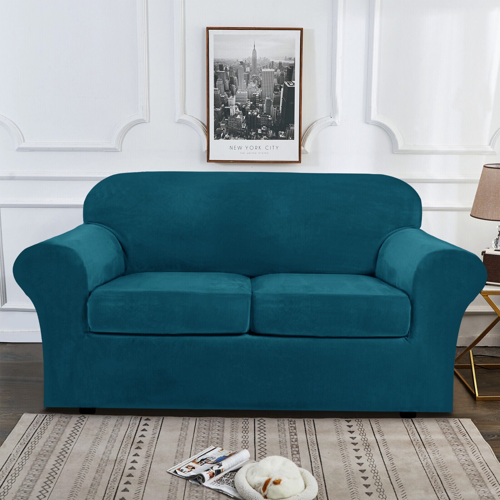 Stretch Velvet Sofa Covers Couch Chair Slipcover Protector with Cushion Cover