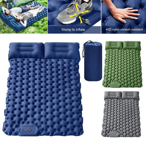 Double Sleeping Pad for Camping, Self Inflating Camping Pad 2 Person with Pillow for Backpacking, Hiking, Portable Camping Pad