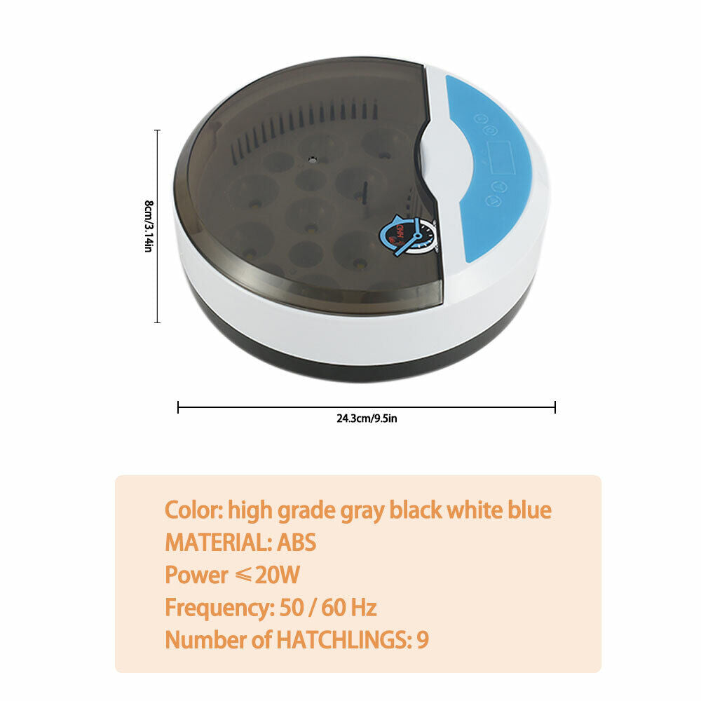 Automatic Incubator 9 Eggs With Humidity Display Automatic Temperature Control