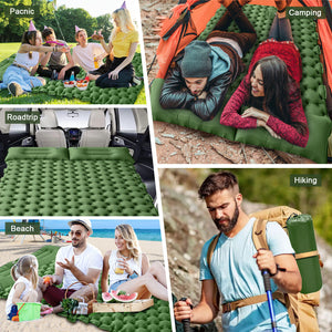 Double Sleeping Pad for Camping, Self Inflating Camping Pad 2 Person with Pillow for Backpacking, Hiking, Portable Camping Pad