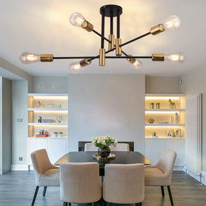 Industrial Light Fixture Living Room Chandelier Semi Flush Mount Ceiling Lamp