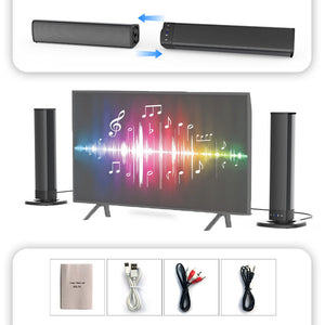 Wireless Sound Bar Home Theater Wall Mount Bluetooth 5.0 TV Subwoofer Soundbar