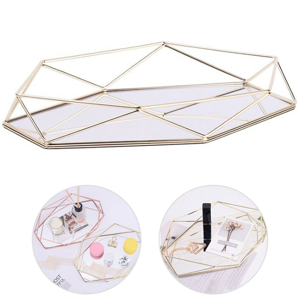 Geometric Prism Trays Decorative Desktop Cosmetic Jewelry Storage Organizer 27.5"  × 18.5" × 4”