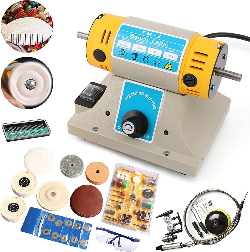 350W Jewelry Polishing Machine Gem Rock Buffer Bench Lathe Grinding Tool Kits