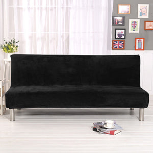 Armless Sofa Cover Stretch Velvet Slipcover Futon Protector Machine Washable