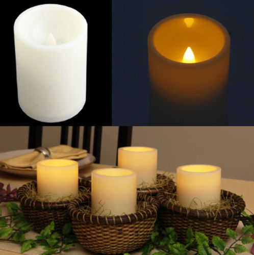20 PCS Flickering Flameless Resin Pillar LED Candle Lights with Timer for Wedding Party